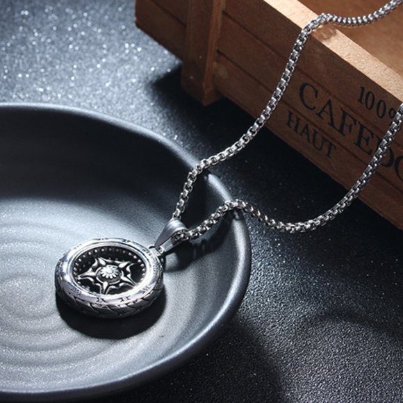 ❤️Tire pendant Roman style numerals pendant necklace for women/men, N90201P177 - Picture 6 of 8